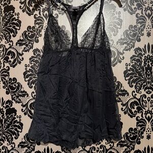 Victoria’s Secret black sheer lace lingerie nightie top - size medium
